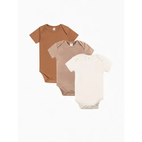 Baby Classics 3-Pack Short Sleeve Bodysuit Bundle in Chai + Truffle + Natural