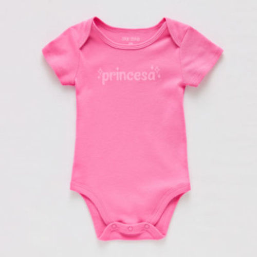 Okie Dokie Baby Girls Round Neck Short Sleeve Rib Bodysuit