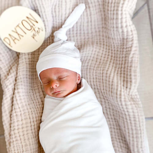 Solid White Bamboo Knotted Hat