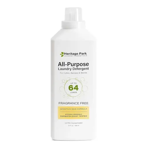 Heritage Park Luxury Laundry Detergent | Dermatologist Tested Plant based Natural & Enzyme Laundry Detergent | Sensitive Skin Friendly - Fragrance Free (32 fl oz)
