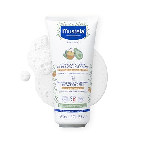 Mustela Detangling & Nourishing Cream Shampoo - Natural Shea Butter & Avocado - Curly & Frizzy Hair - Dermatologist-tested & safe for Babies and Kids - 6.76 US Fl. Oz.