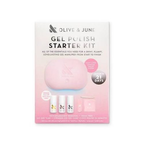 Olive & June Nail Gel Starter Kit: Electric Nail Care, USB Power Source, Includes 7 Pieces