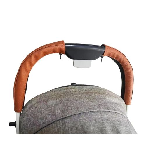 MINILUJIA Soft Smooth Leather Bumper Handlebar Sleeve Protect Case for Baby Stroller Dustproof Protect Cover with Zipper Close One Pair