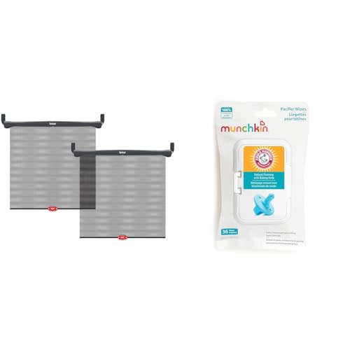 Munchkin® Brica® 2 Count Car Window Roller Shade with White Hot® Heat Alert and Arm & Hammer 36 Count Pacifier Wipes