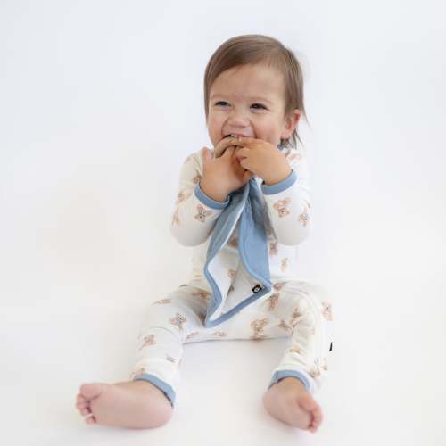 Lovey in Teddy Bear with Removable Wooden Teething Ring