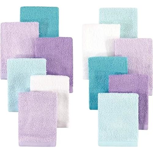 Hudson Baby Unisex Baby Rayon from Bamboo Woven Washcloths 12pk, Purple Mint, One Size