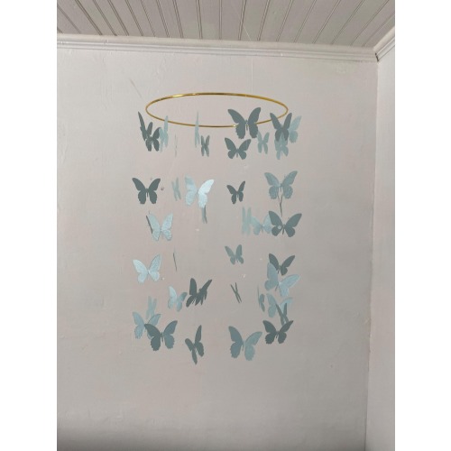 Blue Butterfly Mobile: card stock and crystals