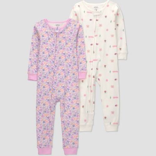 Carter's Just One You® Toddler Girls' 2pc Long Sleeve Floral Footed Pajama Set - Purple 12M