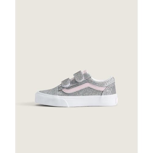 Little Kids Old Skool V Shoe in Glitter Silver / Pale Petal | Vans