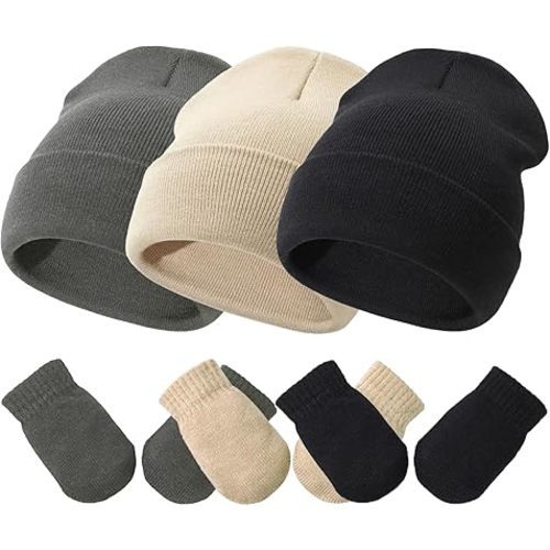 Baby Hats and Mittens Set Infant Toddler Beanie Caps Hospital Hat Set Newborn Gloves for Baby Boys Girls