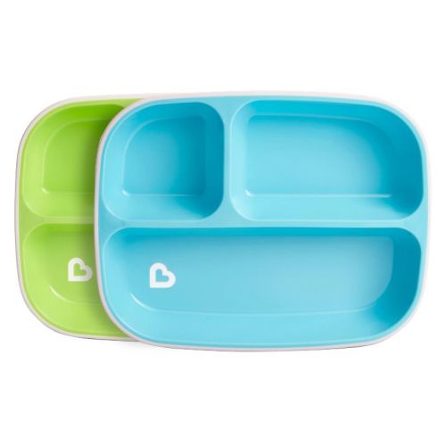 Munchkin 2pk Splash Toddler Divided Plates - Blue/green
