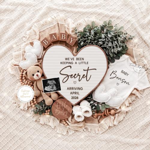 Pregnancy Announcement Template, Digital Pregnancy Announcement, Baby Announcement, Instant Download, Editable Baby Announcement, Secret