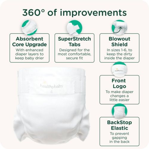 HealthyBaby Certified Safe Organic Cotton Enhanced Diapers - Size 2 - 62ct