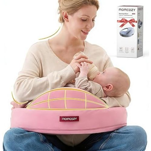 Momcozy Original Nursing Pillow for Breastfeeding, Plus Size Breastfeeding Pillows for More Support, with Adjustable Waist Strap and Removable Cotton Cover, Colorful Wildlife