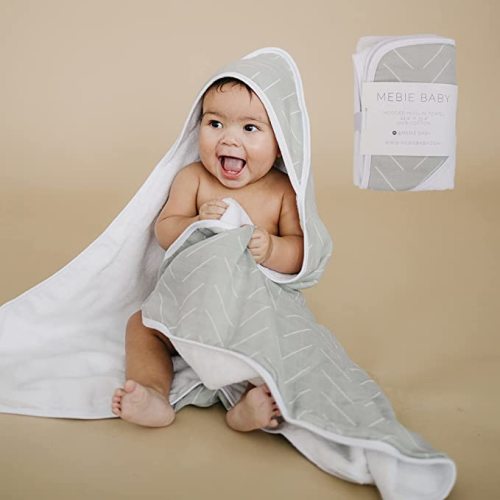 Mebie Baby Muslin Hooded Towel, Wild West, Cute Hooded Baby Bath Towel for Newborn, Infant & Toddler, Modern Baby Towels and Washcloths for Boy & Girl, Floral & Pattern Hooded Baby Towels