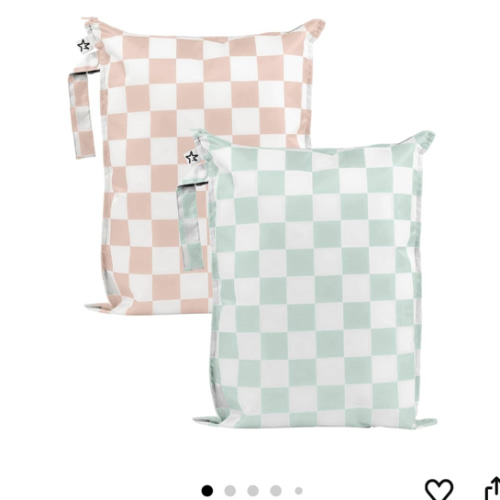 Tiny Twinkle Mess-Proof Waterproof Wet Dry Bag | 2-Pack Reusable Wet Bags for Swimsuits & Baby Clothes | Leakproof Wet Bag for Travel & Diaper Changes for Baby (Unisex Checkers)