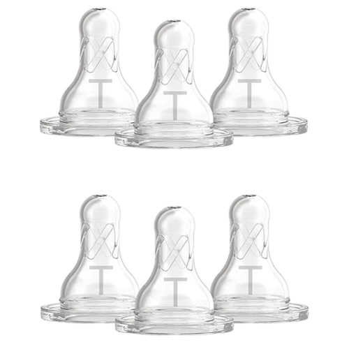 Dr. Brown's Level T Narrow Baby Bottle Nipple, Slower Flow Rate for Infants, 100% Silicone Bottle Nipple, BPA Free, 0m+ – 6-Pack