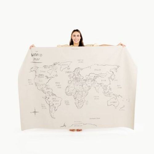 Gathre Large World Map Tapestry Kids' Floor Mat: Water-resistant Faux Leather Toddler Mat, Indoor/outdoor Use, 4'3"x6'3"