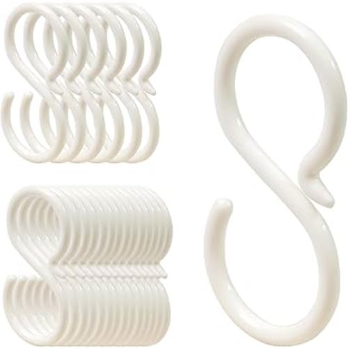 20Pcs Secure Plastic S-Hooks, Flexible Neck for Easy Lock,Completely Rust-Free，Suitable for Hanging in Various Places Such as Kitchen, Living Room, Bedroom