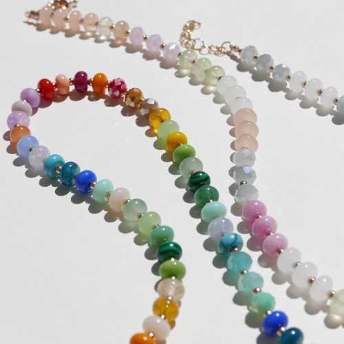 Colorful Beaded Necklace, Rainbow Stone Necklace, Gemstone Candy Beaded Stone Necklace, Anthro Beaded Stone Necklace, Multibeaded Necklace