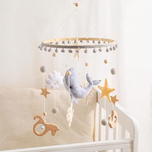 let's make Crib Mobile for Baby Boys Girls Ocean Whale Nursery Mobile Gender Neutral Baby Mobile Handmade Ceiling Mobile Best Gifts for Christmas Birthday Baby Shower