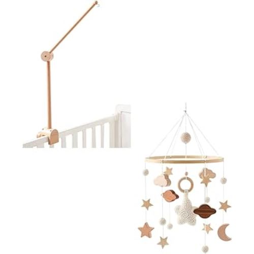 Baby Crib Mobile with Arm Boho Star Moon Nursery Mobile Set