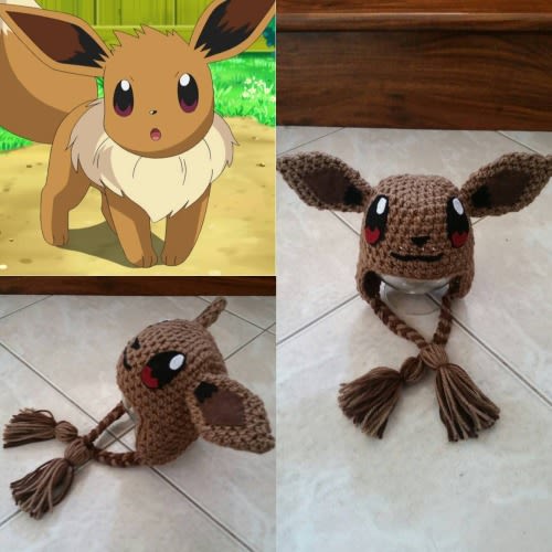 Crochet Pokemon Eevee Beanie/Hat