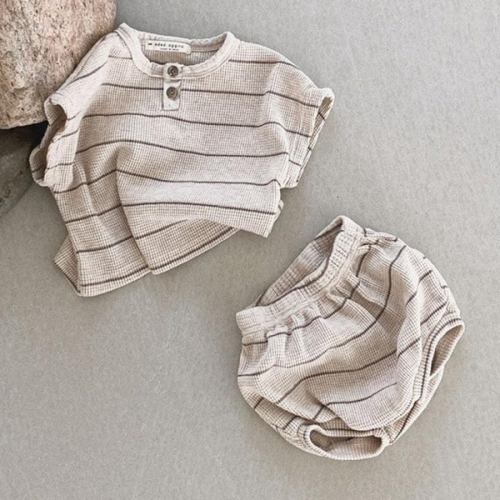 Casual Waffle Striped Shirt and Shorts Set – Teeny Mini Me