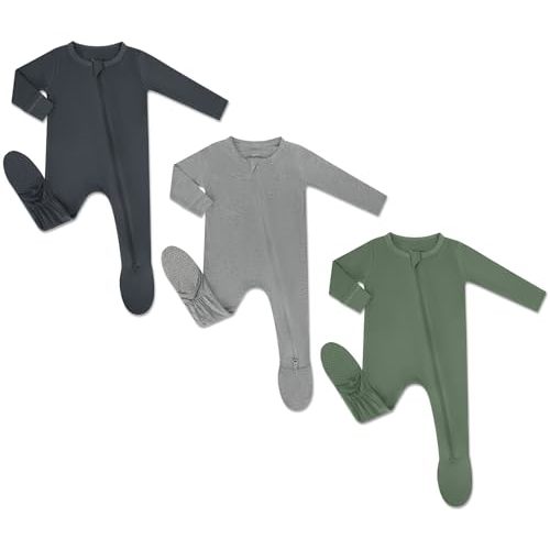 HAPIU Rayon from Bamboo Baby Footed Pajamas, 2 Way Zipper YKK, Footie for Baby Boy Girls, Newborn-24 Months