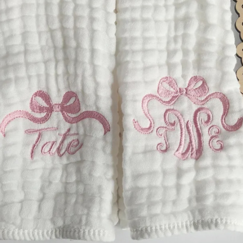 Andie & AST Monogram Embroidered Burp Cloth Set (2)