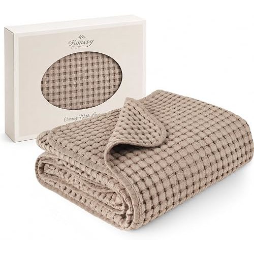 Konssy Waffle Baby Blanket for Boys & Girls, Soft Newborn Swaddle Blanket