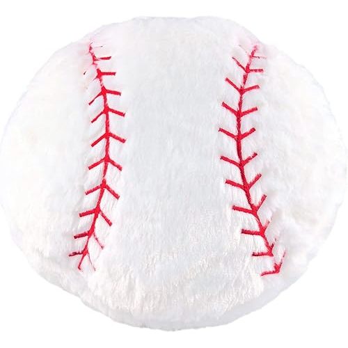 Baseball Plush Pillow - Soft Stuffed Fluffy Toy, Durable Round Sports Gift for Kids Room Decor