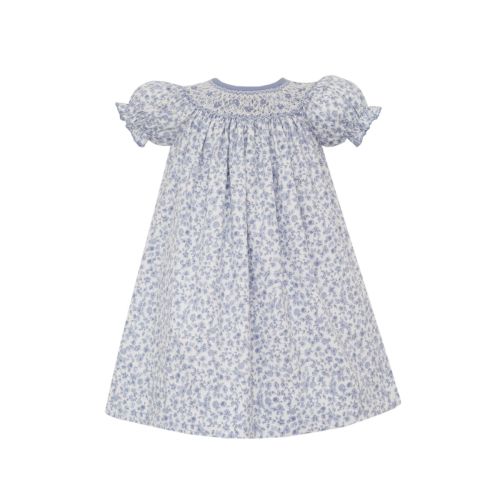 Anavini Girls French Blue Floral Smocked Bishop Dress – Best Dressed Child