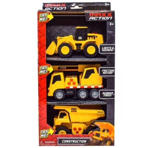Maxx Action Construction Vehicle 3pk - Front End Loader, Dump Truck and Excavator