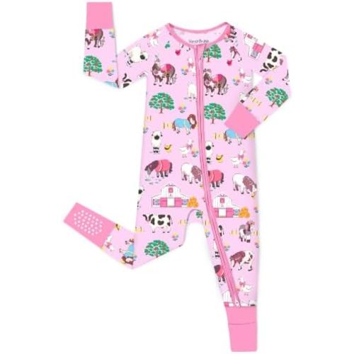 babee Reshinee Viscose derived from bamboo Baby Pajamas Convertible Footie Sleepers for Baby Girl 2-Way Zipper Onesies 0-24M