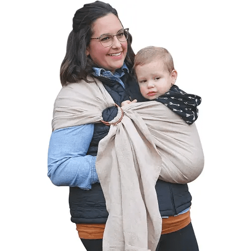 Nalakai Luxury Ring Sling Baby Carrier, Soft Linen Blend Baby Sling, Baby Wrap, Wear Your Little One Close to Your Heart, Longer Length