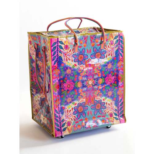 Rolling Tote Bag - XL Royal Blue Folk Flower – Natural Life