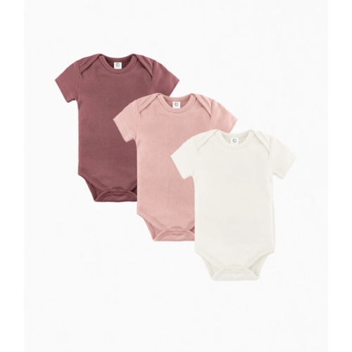 3-Pack Short Sleeve Bodysuit Bundle | Color: Berry + Ballet + Ivory | Size: 0-3M
