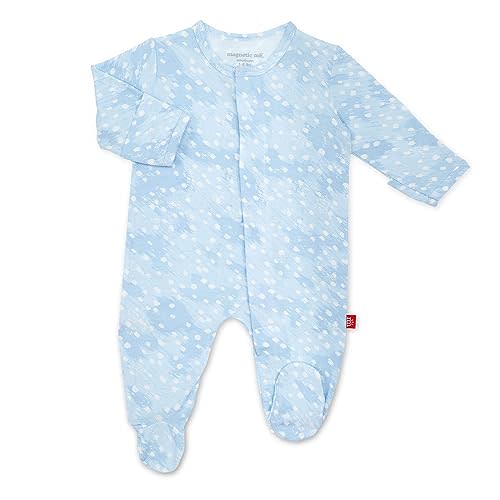 Magnetic Me Footie Pajamas Soft Modal Baby Boys Sleepwear Quick Magnetic Fastener Sleeper Blue Doeskin - PRE