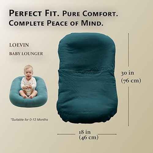 Baby Lounger for Newborn,Baby Play Mat Soft Cotton for Playtime & Sitting,Flat Babies Essentials Gifts Awake-Time for Boys & Girls 0-12 Months Home Travel(Peacock Green)