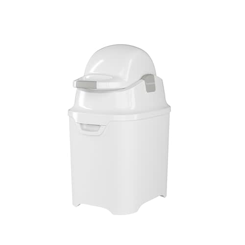 Foundations Mini Diaper Pail with Airtight Lid, Durable & Odorless Diaper Disposal, Large Capacity, Holds up to 30 Newborn Diapers, Refill with Any Bags, Baby Registry Gift - White