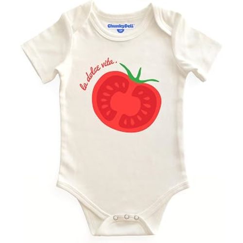 BlueMilk Chunky Deli Baby + Newborn 100% Cotton Bodysuit Girls & Boys Foodie Inspired Graphic Romper