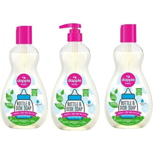 Dapple Baby, Bottle and Dish Soap Dish Liquid Plant Based Hypoallergenic 1 Pump Included Fluid s Packaging May Vary, Lavender 50.7 Ounce, (Pack of 3)