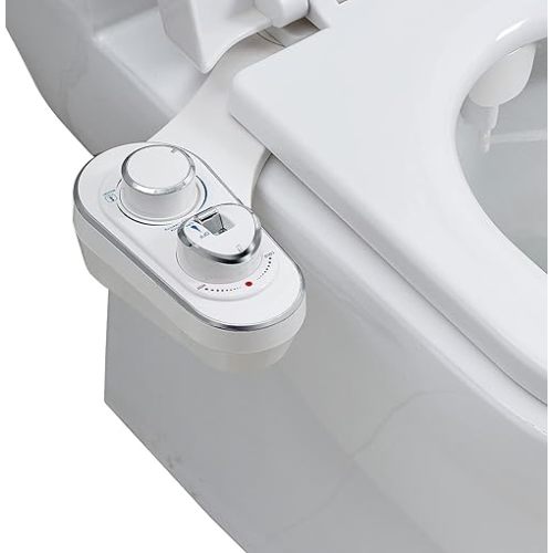 bidet, Hot and Cold Water Non-electric Bidet Attachment for Toilet, Self Cleaning and Dual Nozzle for Women and Rear Wash, Push Button Switch for Easy Using (White）