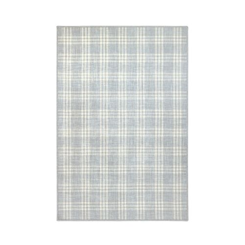 Custom Kiri Plaid Wool Rug, Zircon/Serged, 5' x 3'