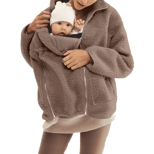 Xdegoge Baby Wearing Jacket Women Maternity Winter Coat Babywearing Fleece Sweatshirts Warm Zipper Extender Baby Carrier Jacket for Mom Cold Weather Coats With Pockets Outerwear