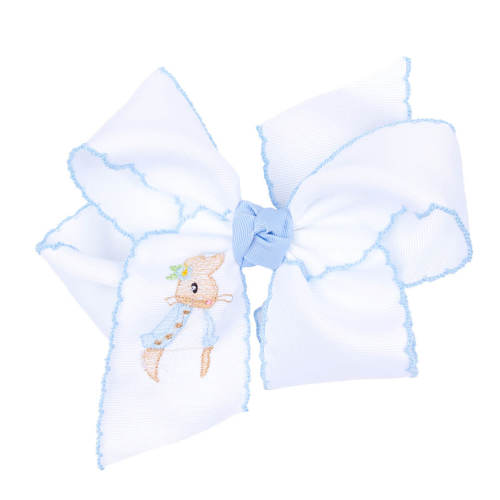 Storybook Rabbit Embroidered King Knotted Bow