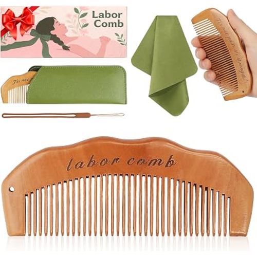 Birth Comb for Labor - Natural Wooden Pregnancy Essential and New Mom Gift