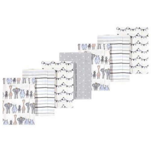 Luvable Friends Hudson Baby Flannel Burp Cloths 7pk, Royal Safari Wildlife