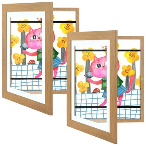 Golden State Art, 10x12.5 Kids Art Frames, Front-Opening Picture Frame Great for Kids Drawings, Artworks, Children Art Projects, Schoolwork, Home or Office (Brown Set of 2)